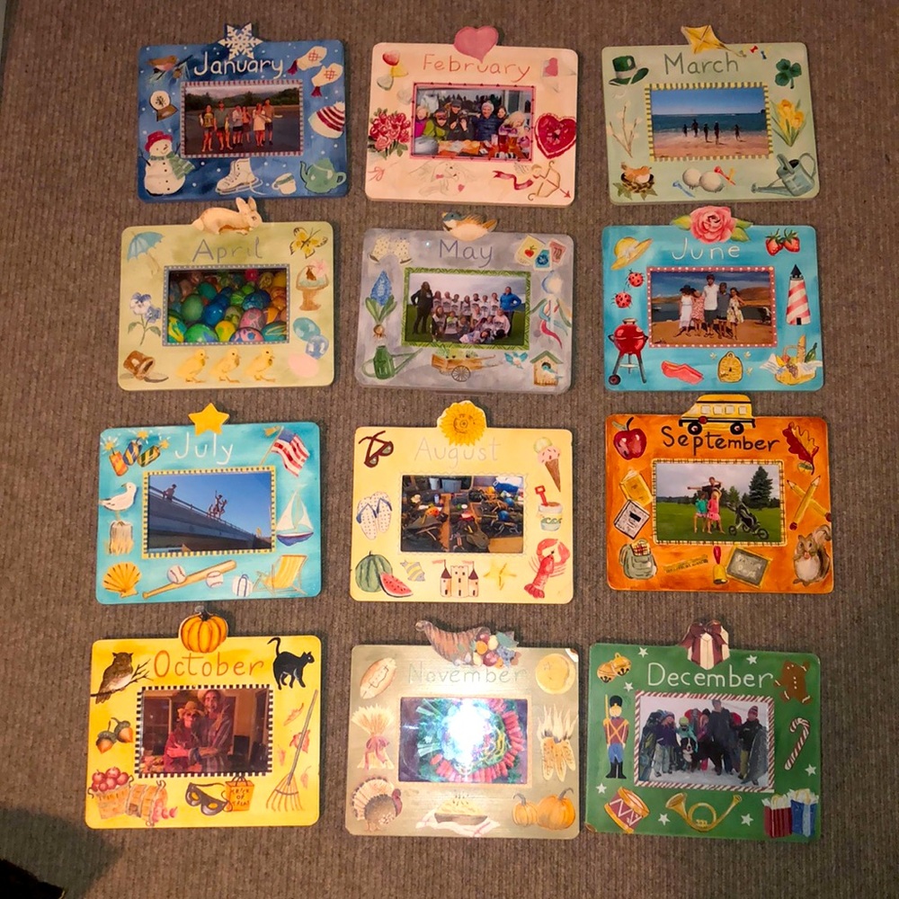 Exposures Hand Painted Wooden Month Frames